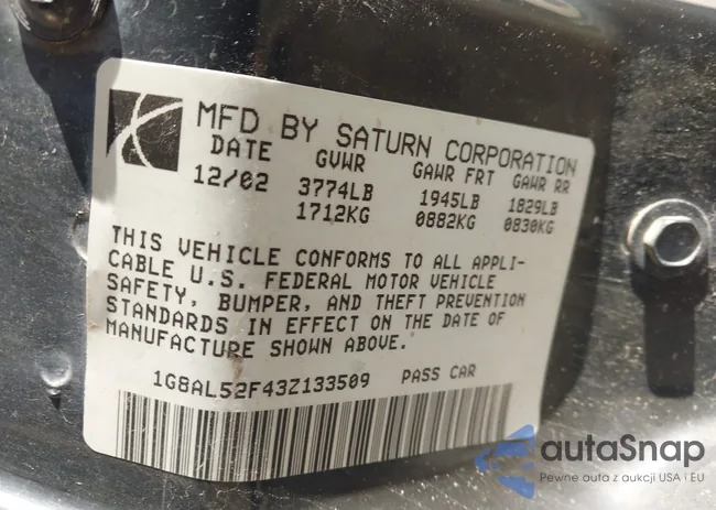 1G8AL52F43Z133509: 44340669