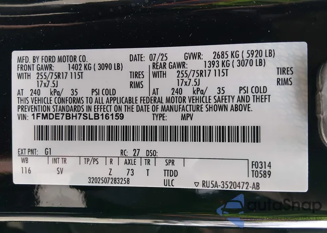 1FMDE7BH7SLB16159: 44340700