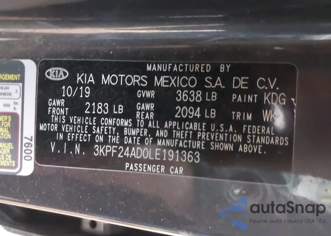 3KPF24AD0LE191363: 44340813