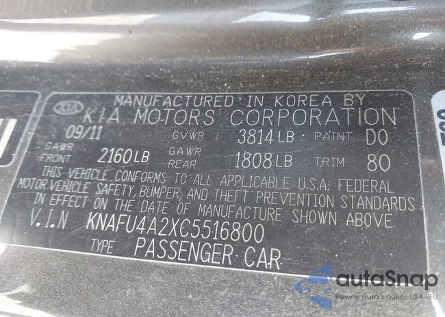 KNAFU4A2XC5516800: 44342235