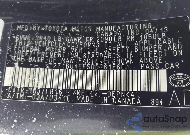 2T1BU4EE5DC061560: 44342243