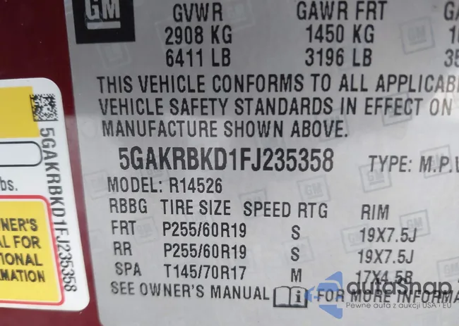 5GAKRBKD1FJ235358: 44342386