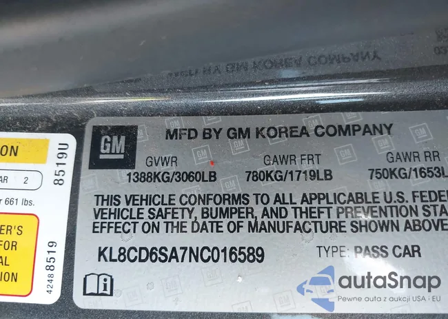 KL8CD6SA7NC016589: 44342396