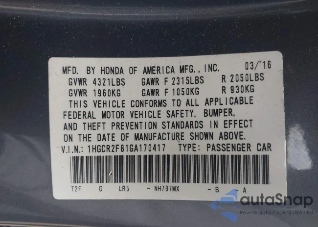 1HGCR2F81GA170417: 44342513