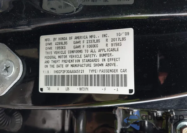 1HGCP2F30AA045121: 44342530