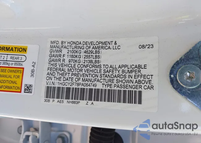 1HGCY2F78PA064749: 44342539