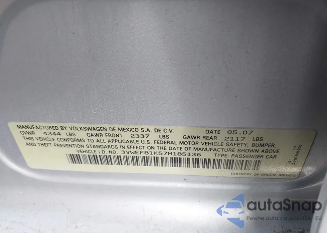 3VWEF81K57M185136: 44341663