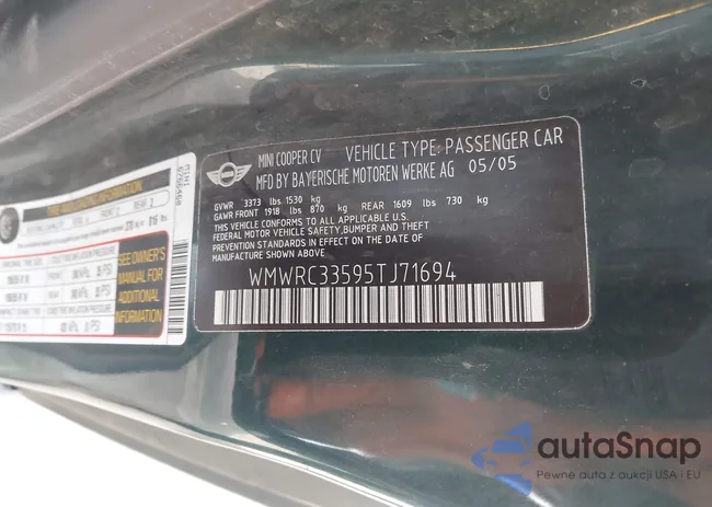 WMWRC33595TJ71694: 44341672