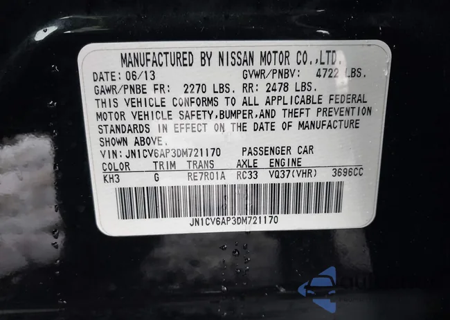 JN1CV6AP3DM721170: 44341947