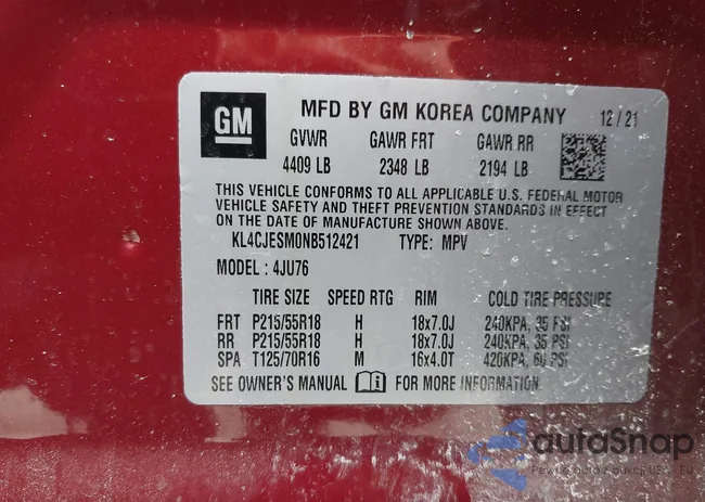 KL4CJESM0NB512421: 44342980