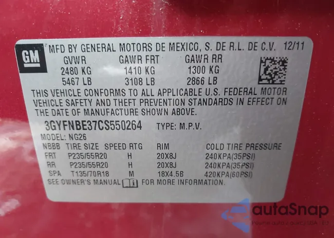 3GYFNBE37CS550264: 44343035