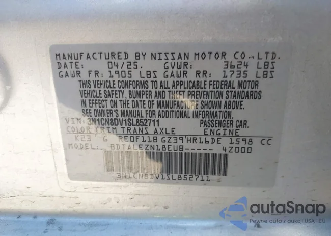 3N1CN8DV1SL852711: 44343063