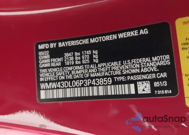 WMW43DL06P3P43859: 44343092