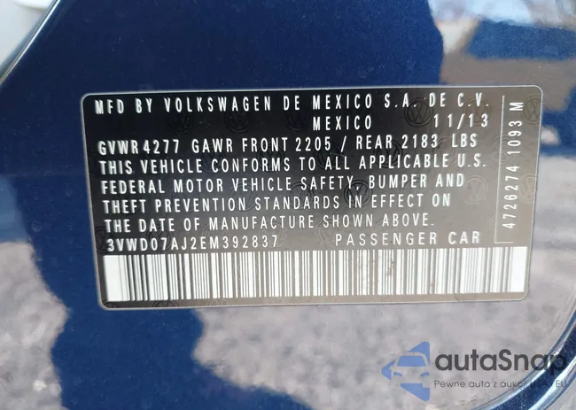 3VWD07AJ2EM392837: 44343158