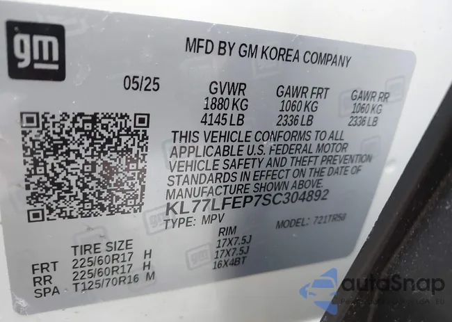 KL77LFEP7SC304892: 44343200