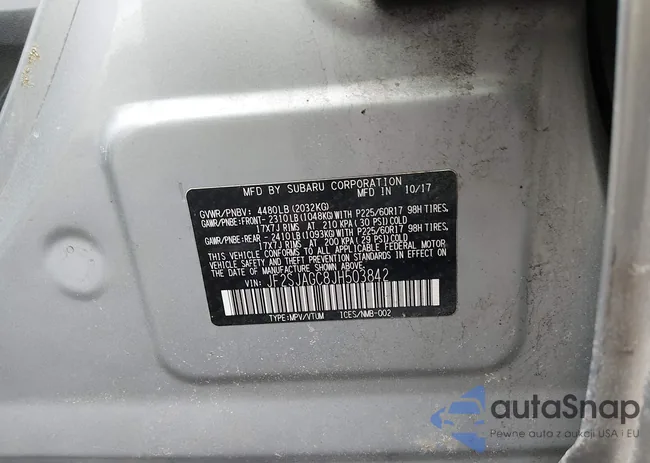 JF2SJAGC8JH503842: 44343233