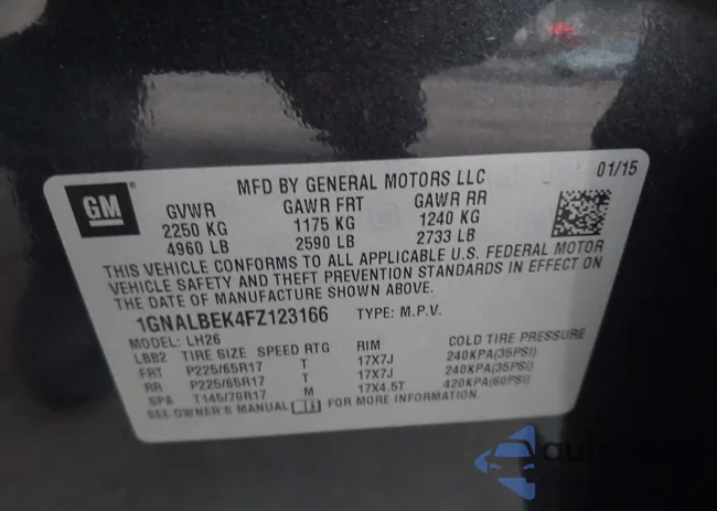 1GNALBEK4FZ123166: 44343353