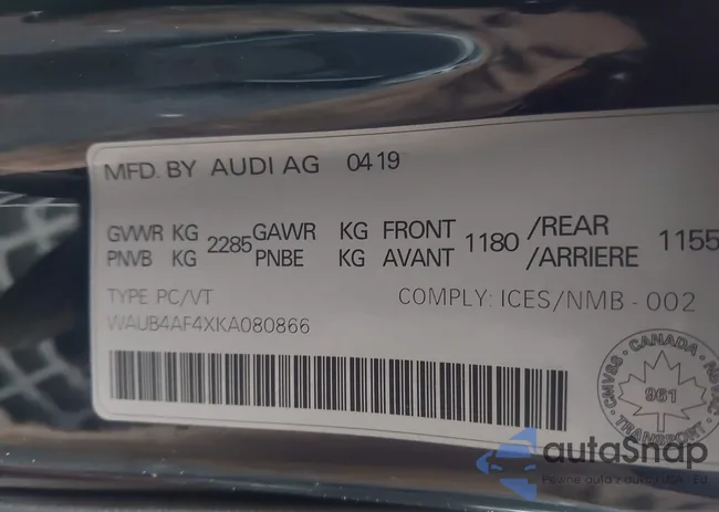 WAUB4AF4XKA080866: 44343365