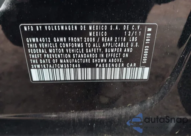 3VW1K7AJ7CM357849: 44343426