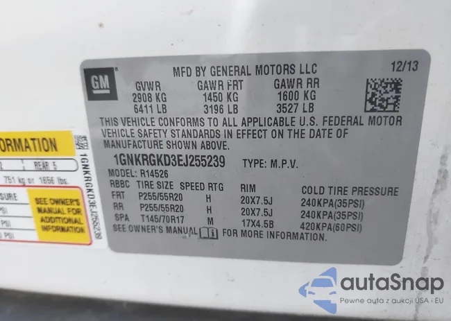 1GNKRGKD3EJ255239: 44343450