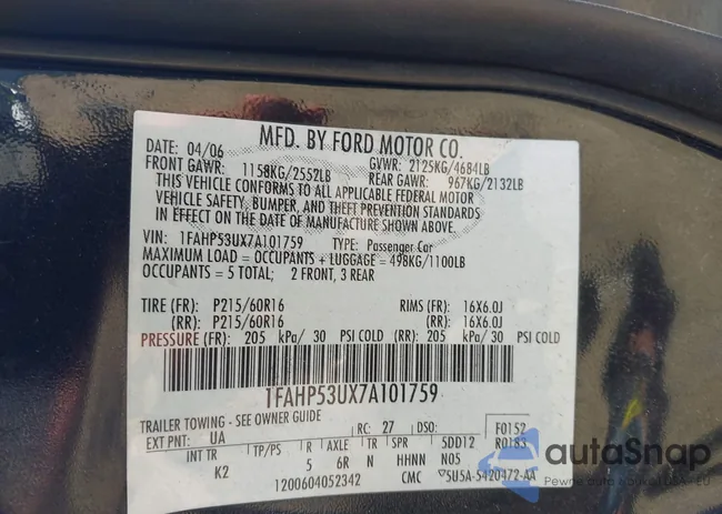 1FAHP53UX7A101759: 44343453