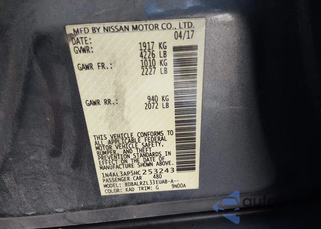 1N4AL3AP5HC253243: 44343474