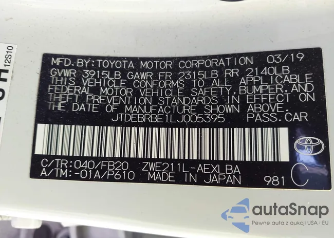 JTDEBRBE1LJ005395: 44342575