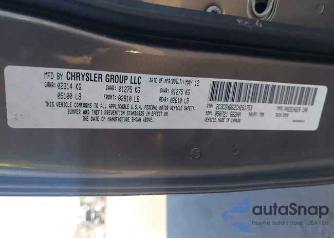 2C3CDXBG2CH261753: 44342616