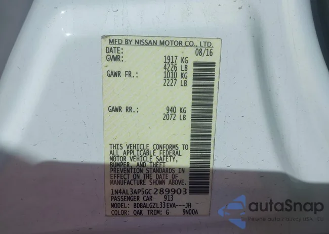 1N4AL3AP5GC289903: 44342730