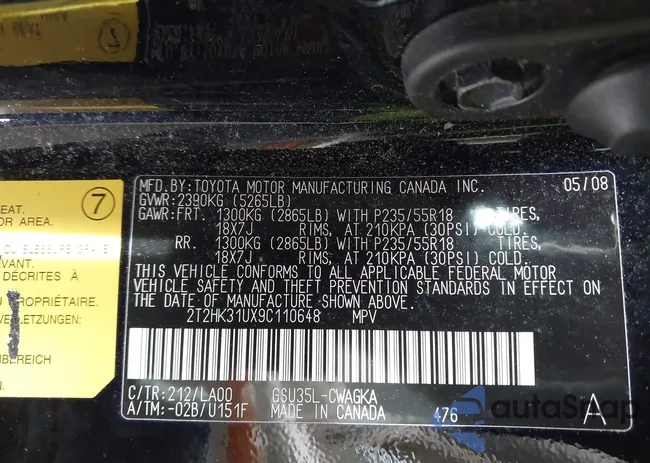 2T2HK31UX9C110648: 44342864