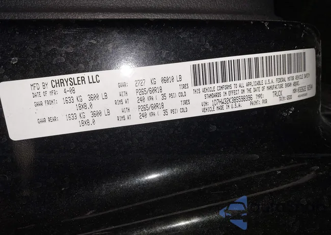 1D7HW32K38S598396: 44342895