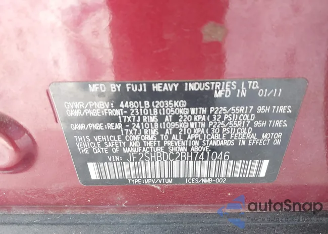 JF2SHBDC2BH741046: 44343957