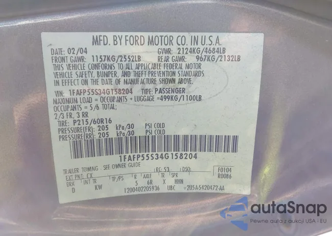 1FAFP55S34G158204: 44344009