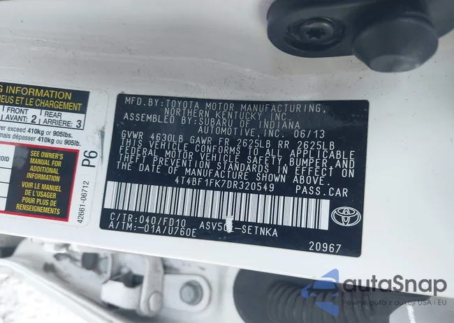 4T4BF1FK7DR320549: 44344062