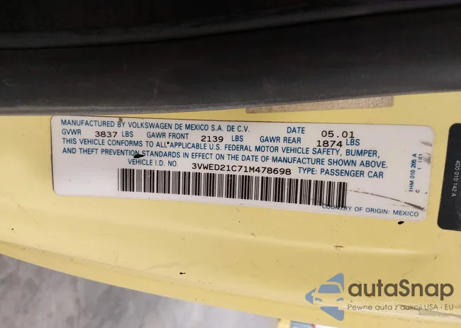 3VWED21C71M478698: 44344160