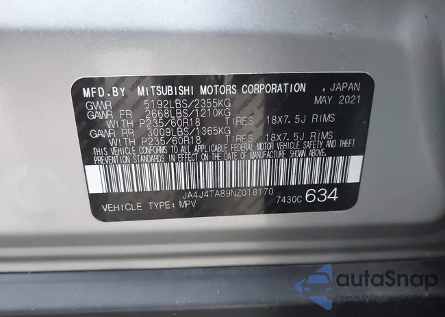 JA4J4TA89NZ018170: 44344247