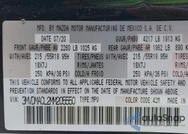 3MVDMACL2MM205550: 44344261