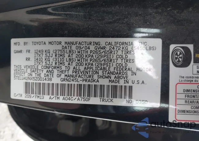 5TELU42NX5Z001438: 44344326