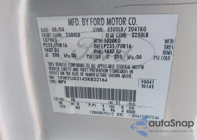 1FMYU03145KB32164: 44344366