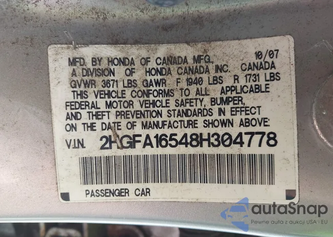 2HGFA16548H304778: 44344403