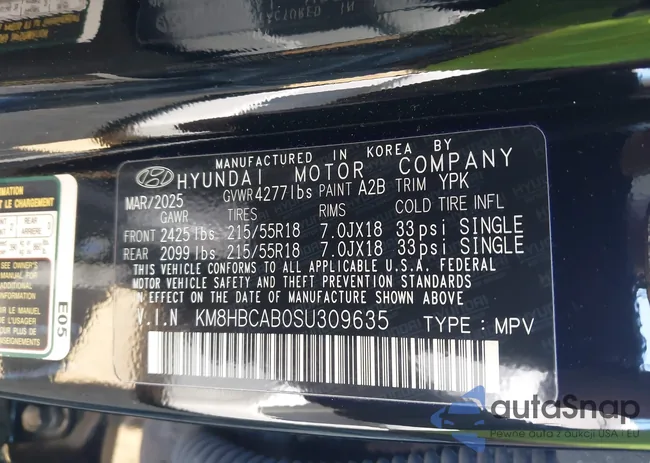 KM8HBCAB0SU309635: 44344443