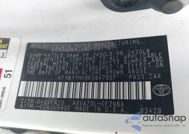 4T1B11HK8KU847907: 44344489