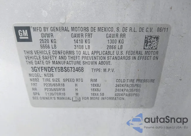 3GYFNDEY5BS673468: 44344501