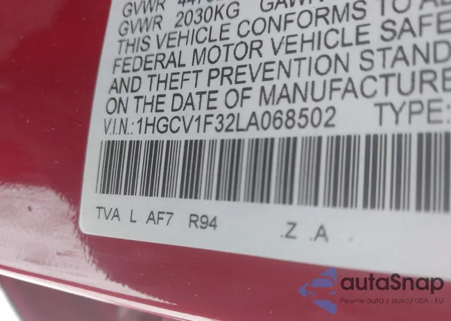 1HGCV1F32LA068502: 44343576