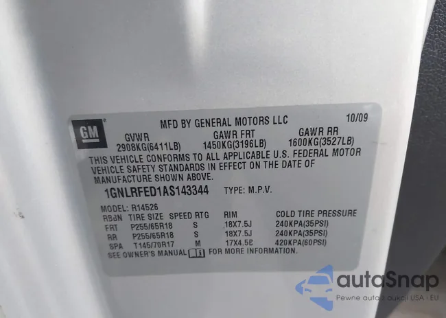 1GNLRFED1AS143344: 44343766