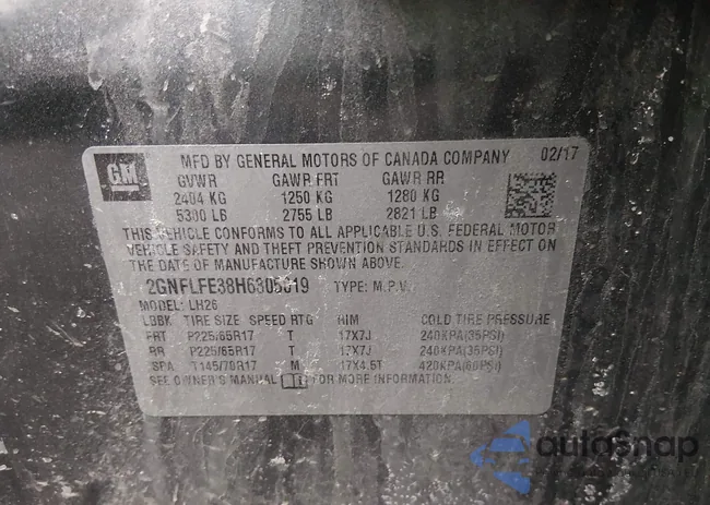 2GNFLFE38H6305019: 44343930