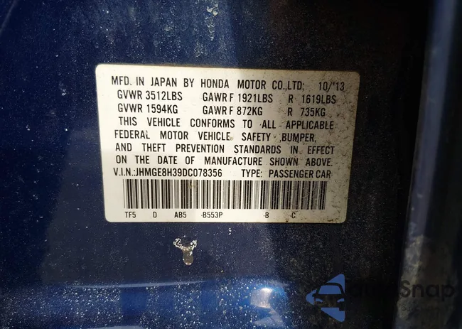 JHMGE8H39DC078356: 44344963