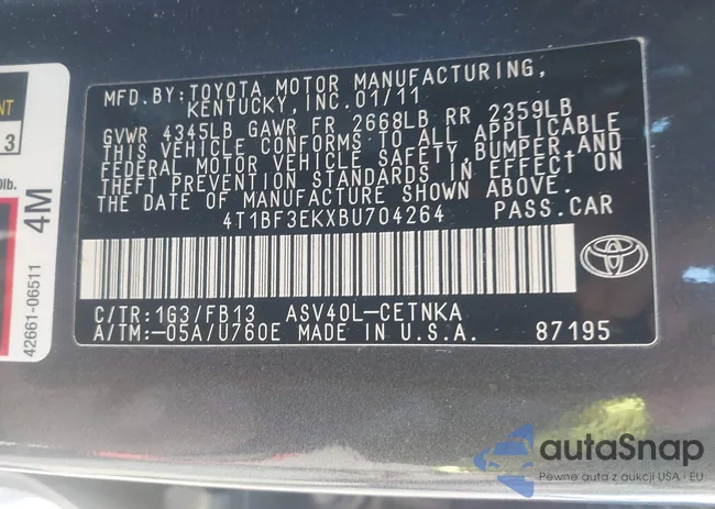 4T1BF3EKXBU704264: 44345151