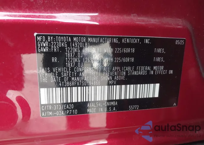 4T3B6RFV7SU184866: 44345156