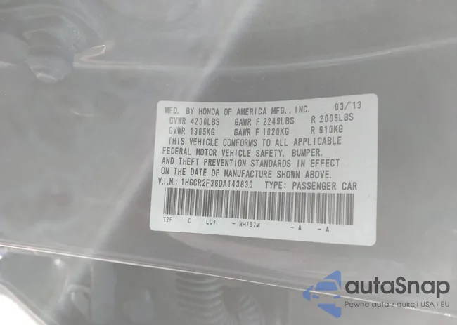 1HGCR2F36DA143830: 44345334